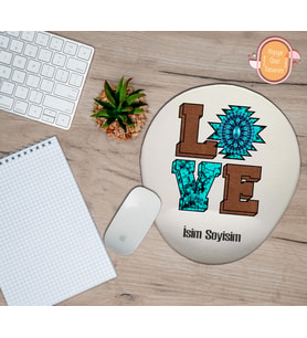 Kişiye Özel Desenli Love Temalı Mouse Pad Bilek Destekli