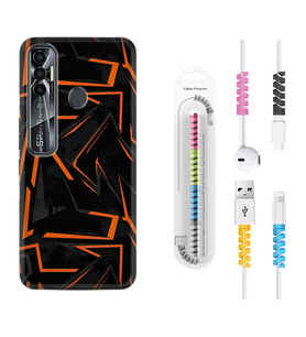 Tecno Spark 6 6 Go 8C 8 Pro 7 7 Pro Kılıf Kablo Koruma Spiral Silikon Zigzaglar 1651