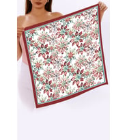 Yeni Sezon Yılbaşı Desenli Bandana Fular Yeni Yıl Hediyesi Şal Estascarf 70x70 Cm (Kırmızı)