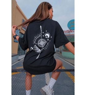 Tasarım Sırt Pusula Baskılı Tshirt (STD)