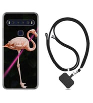 TCL 10L 10 Plus 10SE 20E 20SE 30 L7 Kılıf Boyun Askılı Silikon Line Filamingo 1776