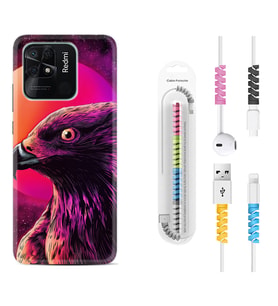 Xiaomi Redmi Note 7 8 9 Pro 10 2022 10 Pro 10S Kılıf Kablo Koruma Spiral Silikon Red Eagle 1752