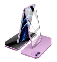 Apple iPhone 11 Uyumlu 360 Derece Tam Kaplayan Cam Kapak Kılıf (Lila)