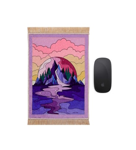 Bursa İpek Pembe Bulutlar Dekoratif Küçük Halı Mousepad