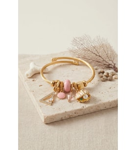 Pembe Deniz Kabuğu Model Gold Renk Charmlı Bileklik