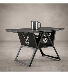 FiWays AXIS™ V2 Mat Siyah Metal Kamp Masası, 1mm Çelik Gövde, Profesyonel Katlan