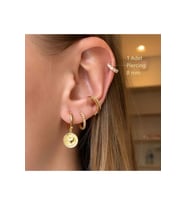 8 mm Gold Taşlı Halka Piercing Tragus Helix Forward Helix Kıkırdak (Çok Renkli)