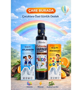 ÇareBurada Çocuklara Özel Günlük Destek Seti  Multivitamin + Kalsiyum D3 + C Vitaminli Harnup Pekme