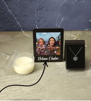 Kişiye Özel İnstagram Çerçeve & Gümüş Yıldız Model Zirkon Kolye & Dekoratif Kapaklı Beyaz Mum Hediye Seti