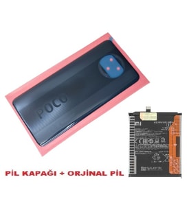 Xiaomi POCO X3 / Poco X3 NFC Arka Kapak Batarya Pil Kapağı + PİL (CAM) SİYAH