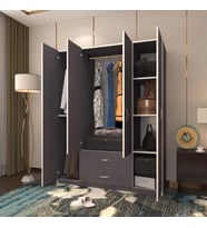 Kenzlife gardırop 4 kapılı 2 çekmeceli deligül 180*160*52 gri XLARGE kapaklı gardolap dolap