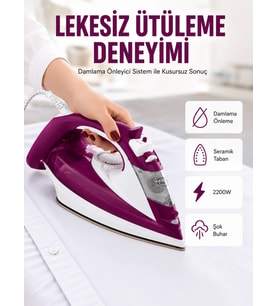 Yeni Nesil Kırmızı Buharlı Ütü 2200 Watt Seramik Tabanlı Yüksek Buhar Gücü Yeni Nesil