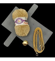 Angel Çanta Aksesuar Kalın Örgü Zincir Panda Kürk İpli Çanta Seti Light Gold
