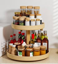 Bambu iki katlı dönen sunumluk organizer yeni model yüksek kalite stant
