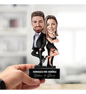 Kişiye Özel Birbirlerine Yakışan Çiftler Sevgiliye Hediye Karikatürlü Biblo