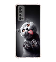 PrintiFy Huawei P Smart 2021 Uyumlu Kedi 2 Baskılı Şeffaf Köşe Korumalı Antişok Kılıf