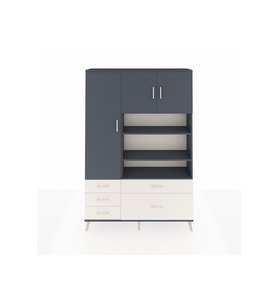Arges Dolap 9 Raflı 5 Çekmeceli 3 Kapaklı 132x30x195 Antrasit-Antrasit/Aytaşı