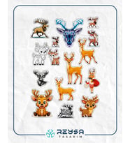 Geyik Sticker Set A5 – Sevimli Geyik Telefon, Tablet, Defter ve Laptop Sticker Seti Folyo Baskı