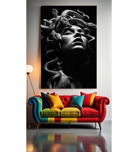 MEDUSA PORTRESİ V2 Ev Duvar Salon Güzellik Salonu Ofis Dükkan Dekarasyon Kanvas Tablo (Çok Renkli)