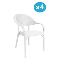Omnipazar IRK-HK735 Bambu Rattan Desenli Plastik Bahçe Sandalye Koltuk 4'lü Set