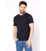 COMEOR Erkek Antrasit Göğüs Nakış Detaylı Slim Fit Kısa Kollu Bisiklet Yaka T-shirt