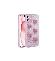 Apple iPhone 15 Uyumlu Kılıf Airbagli Simli Arka Yüzey Zore Işıltı Silikon Kapak (Pembe)