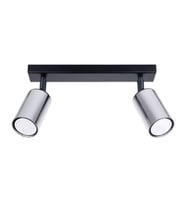 RIOLIGHT MODERN SİYAH GÖVDE KROM HAREKETLİ BAŞLIK 2XGU10 LED SPOT LED AVİZE (AMPUL DAHİL)