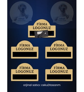 Gold Renk 5'li Mıknatıslı Metal Yaka İsimliği – Firma Logolu Kurumsal İsimlik