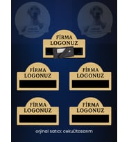 Gold Renk 5'li Mıknatıslı Metal Yaka İsimliği – Firma Logolu Kurumsal İsimlik