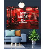 GYM ON MODE Yazısı Dekoratif Kanvas - Mdf Ahşap Tablo