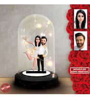 Kişiye özel Sevgili Hediye,sevgililer günü Karikatür Hediyesi, Karikatür hediye, Dekoratif Karikatür ışıklı Fanus , Sevgililer günü Hediyesi FN279