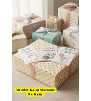 30 Adet Meow Serisi Paketleme Hediye Kartı - Teşekkür Kartı - Sipariş Paketleme Kartı 9x6cm (Sarı)
