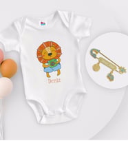 BK Kids Kişiye Özel İsimli Beyaz Bebek Body Zıbın ve Erkek Bebek İğnesi Hediye Seti-23