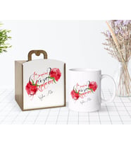 BK Gift Kişiye Özel Ahşap Kutuda Anneler Günü Temalı Benim Güzel Annem Tasarımlı Beyaz Kupa Bardak-1