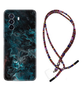 Huawei Nova Y70 Y90 Nova 9 SE  Kılıf Boyun Asklı Rasta Silikon Colorful Abstract 1384