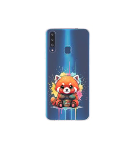 Samsung Galaxy A20S ile Uyumlu Splash Tilki Tasarımlı Şeffaf Silikon Kılıf