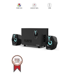 Torima D37 Siyah Bluetooth Hoparlör 2in1 Subwoofer RGB Işıklı Bilgisayar Hoparlörü Speaker