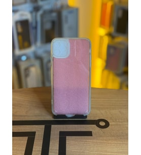 iPhone 11 Pro Max Uyumlu Parıltılı Desenli Renkli Şeffaf Silikon Kılıf (Pembe)