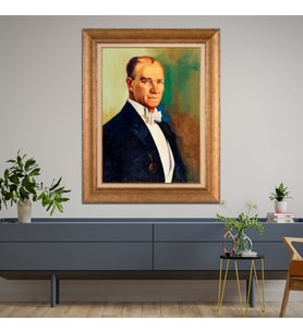 Altın Varaklı Paspartulu Çerçeveli Tablo rv540