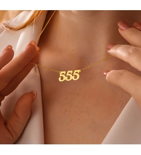 555 Sayısı Yazılı 14 Ayar Altın Kolye