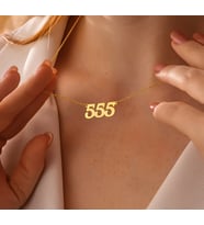 555 Sayısı Yazılı 14 Ayar Altın Kolye
