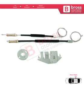 BWR5435 Peugeot 406 8B 8E/F 1995-2004 4/5 Kapı 0130821924 İçin Arka Sağ Kapı Cam Kriko Tamir Seti