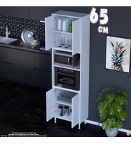 Eliusta Bade 65 cm Fırın Dolabı 4 Kapaklı Açık Raflı Çok Amaçlı Mutfak Kiler Dolabı Banyo Dolabı Boy Dolabı