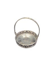 Metal Kendinden Çiçek Desenli Yuvarlak , Kulplu Şekerlik Küçük 1 Adet 8x8x9x2,5cm