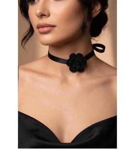 PARLAK TAŞLI ÇİÇEK CHOKER KOLYE