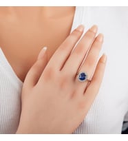 Mavi Taşlı Baget Oval 925 Ayar Gümüş Kadın Yüzük