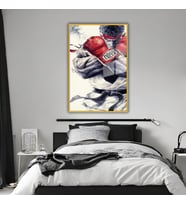 Metal Çerçeveli Temperli Cam Tablo Street Fighter Ryu Hoshi (Gold)