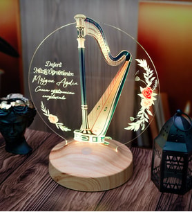 Arp Figürlü Kişiye Özel LED Lamba  Müzisyenler ve Müzik Öğretmenleri İçin Özel Tasarım Hediye