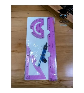 südor flexible ruler set 1 adettir. cetvel pergel iletki gönye yeşil pembe sarı mavi renkler