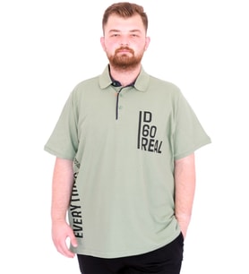 Mode XL Büyük Beden Erkek T-Shirt Polo Yaka REAL U25309 Çağla